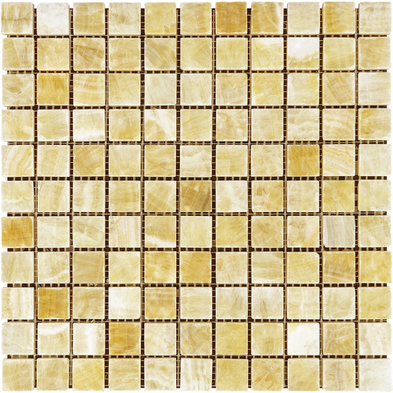 Mosaïque de plancher et de mur en onyx miel 1 po x 1 po Onyx