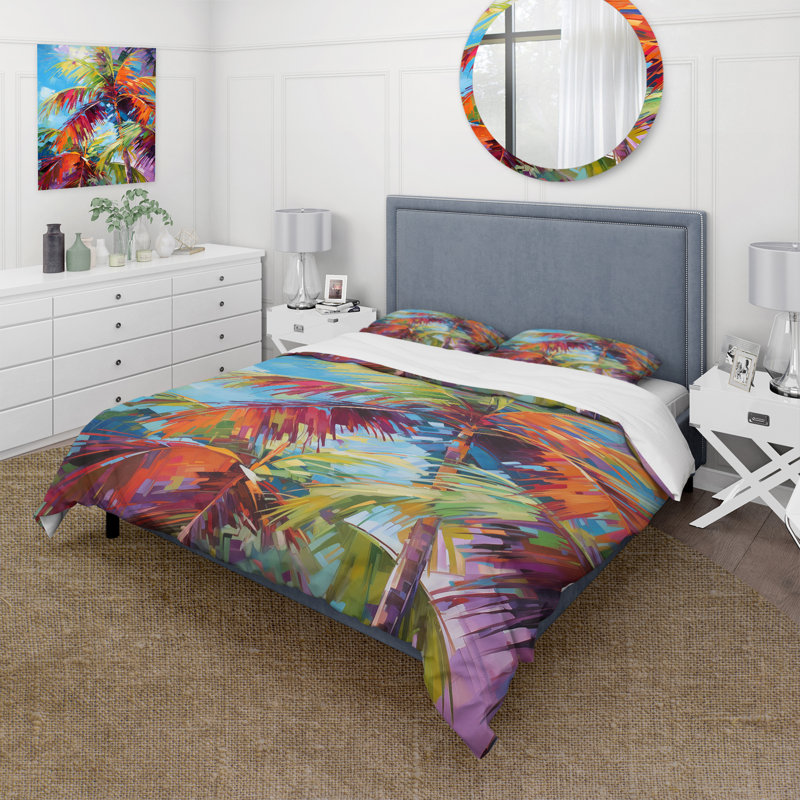 Ensemble de housse de couette en microfibre / polyester Popart Palm Trees II Bedding