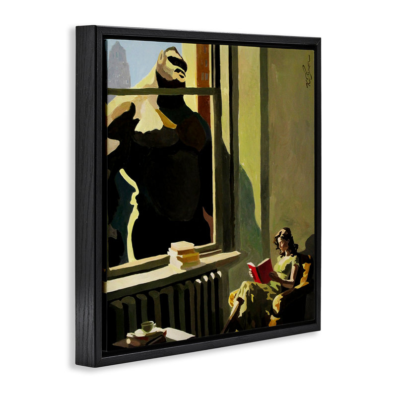 «Gorilla in Window Window Floating Frame», conception par Keith Thomson, Cadre flottant noir de jais, H 18 po x l 18 po
