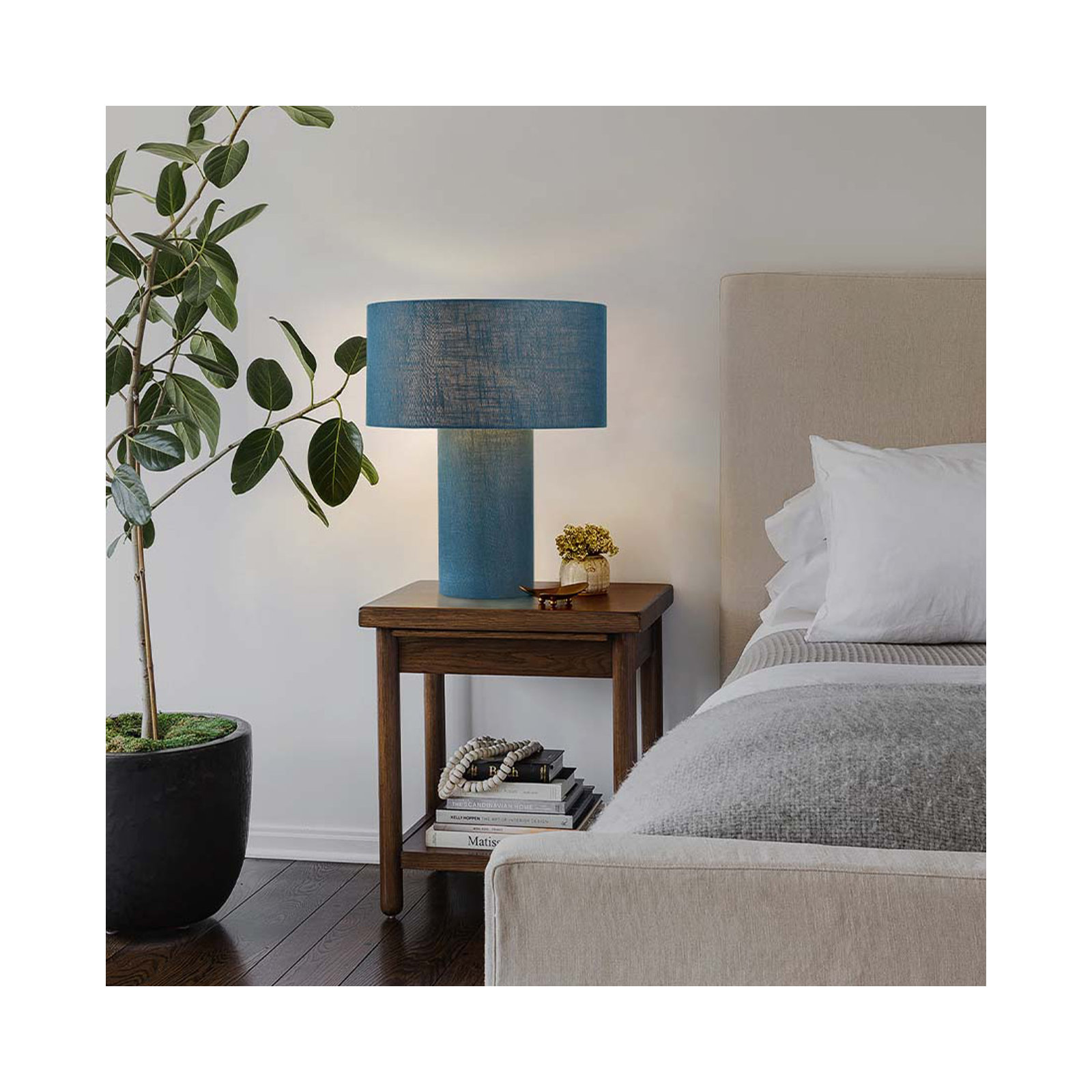 Linen Table Lamp, Blue