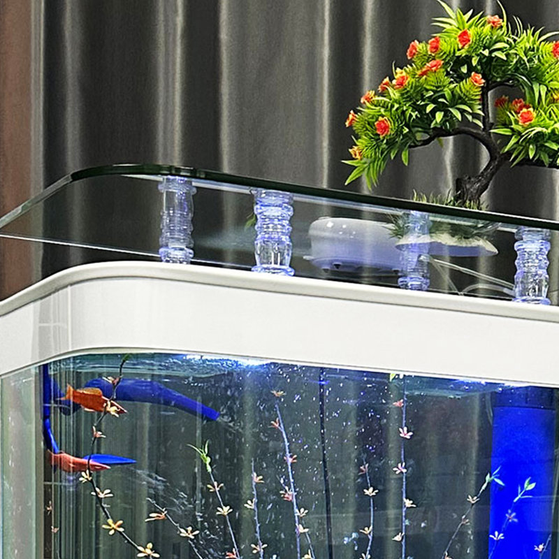 Réservoir d'aquariums carrés avec filtre supérieur, 21,13 gallons (H 59,06 po x l 31,5 po x P 15,75 po, White