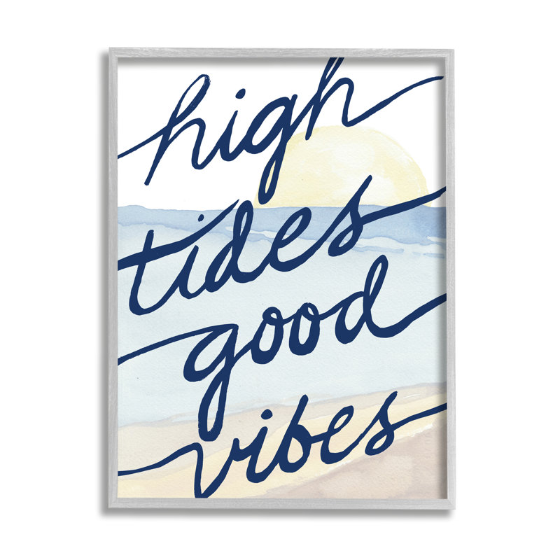 High Tides Good Vibes, H 16 po x l 16 po x P 1,5 po, Estampe numérique Farmhouse