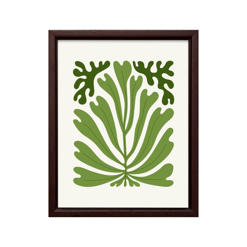 Feuilles de palmier tropicales No4, 11"H x 14"W, Canvas, Brown Framed