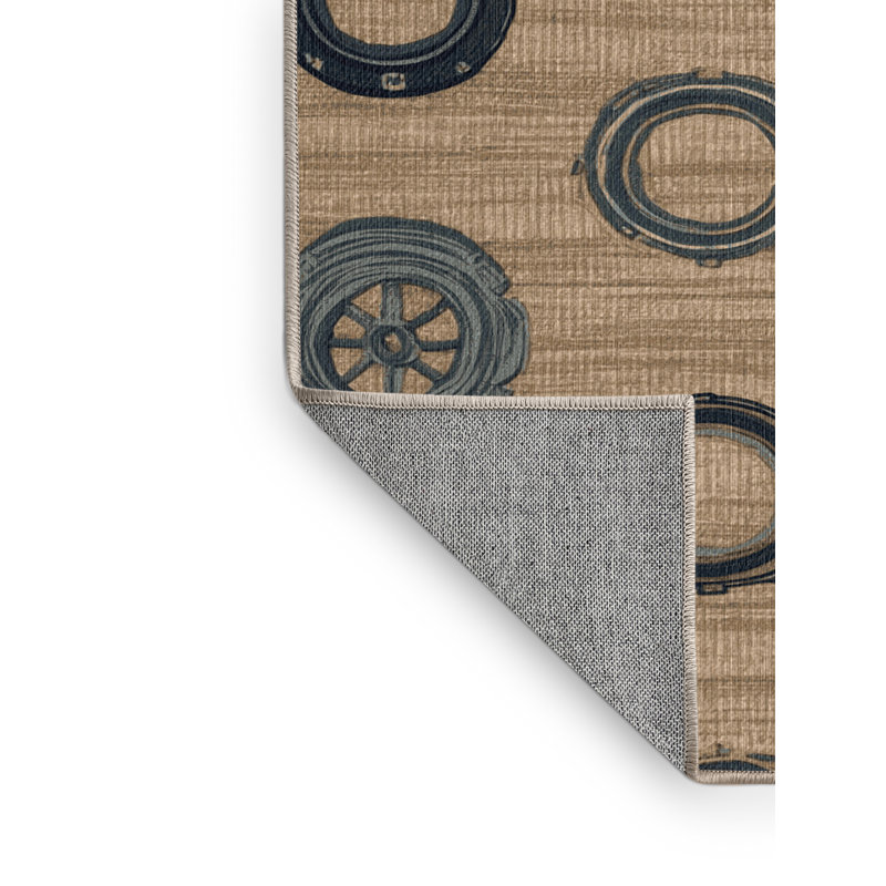 Washable Porthole frames Nautical Area Rug, Runner 2' x 4'