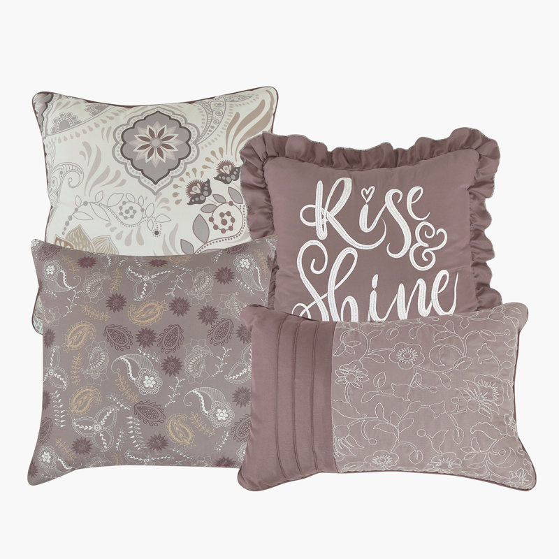 Ensemble d'édredon 7 pièces Blush & Neutral Paisley, Grand édredon et 6 pièces supplémentaires