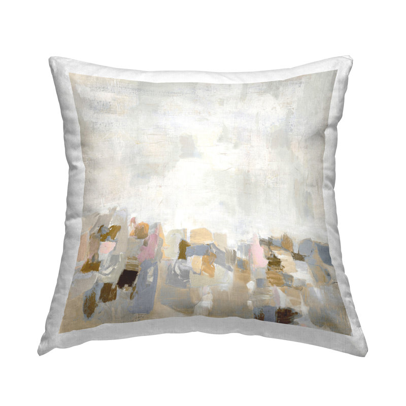 Coussin décoratif rustique imprimé beige et gris par Rachel Springer