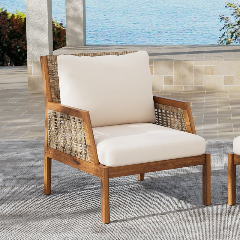 Rockmaster Outdoor Acacia Wood Club Chairs With Cushions