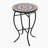 Outdoor Round Side Table with Mosaic-Style Top and Curved Iron Legs, Red and Matte Black