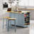 Door Internal Storage Rack Kitchen Island With 2 Bar Stools And Power Outlet-221859024