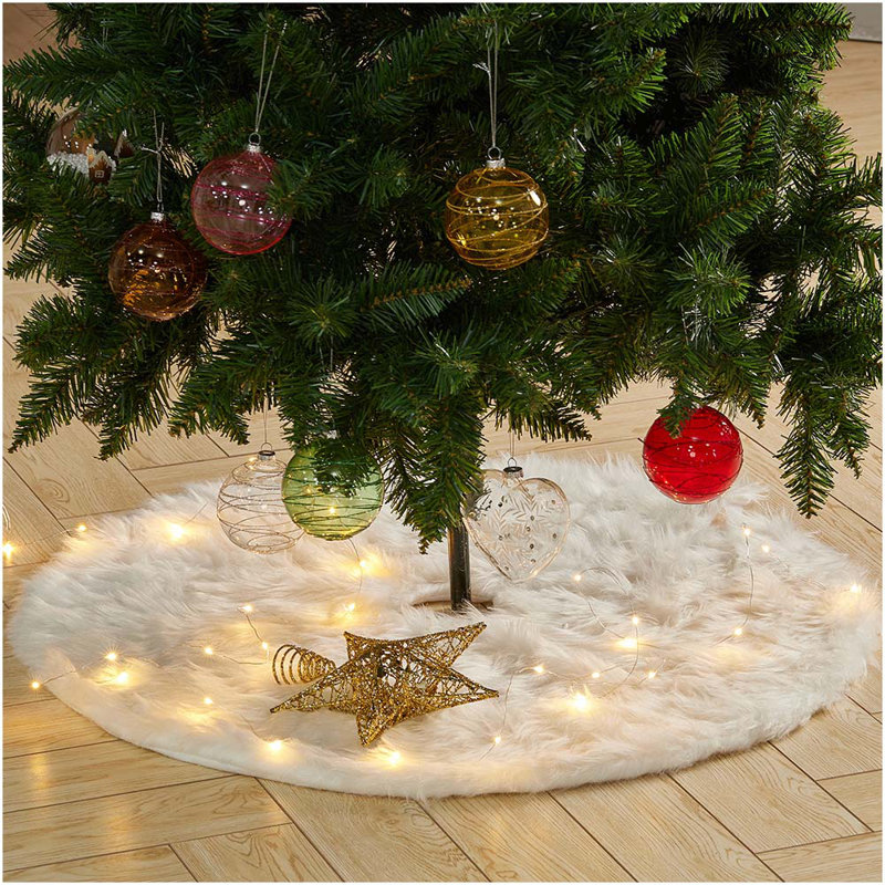 Manvel Faux Fur Tree Skirt, 2cm H x 122cm W x 122cm D