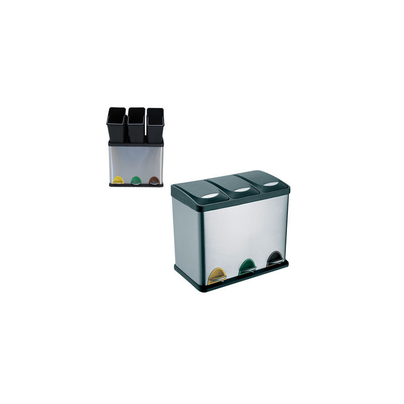 Steel Step On Multi-Compartment Rubbish & Recycling Bin