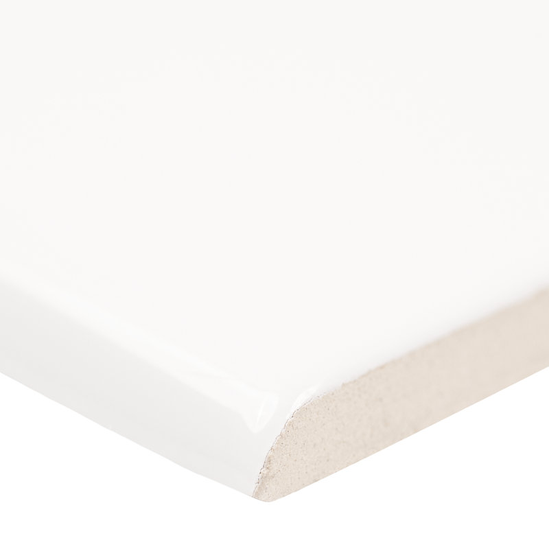 Carreau de céramique bullnose blanc brillant 4 po x 16 po Illume Cloud