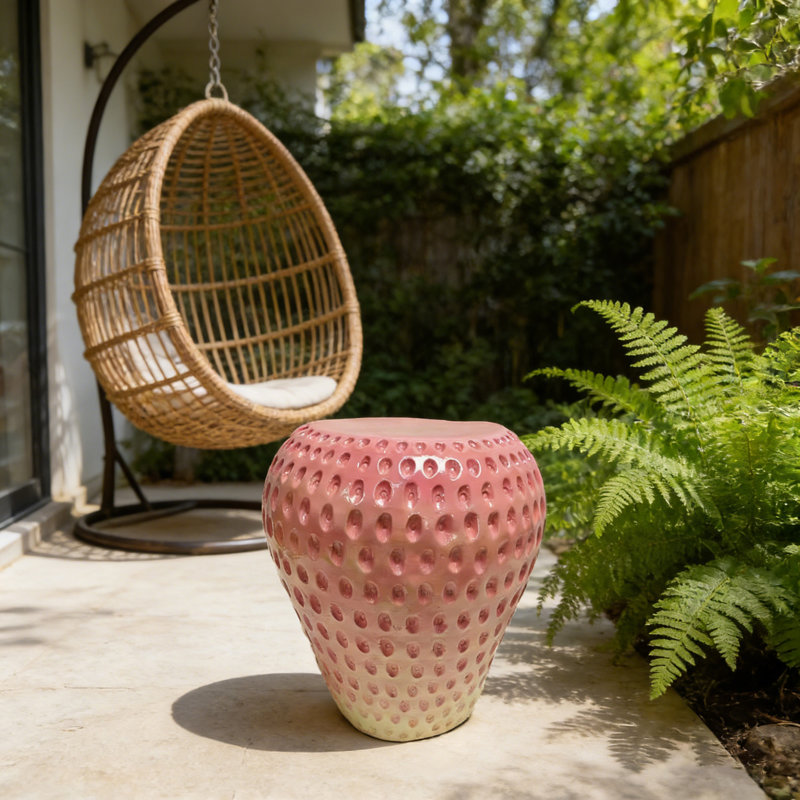 Tabouret à fruits Strawberry, tabouret surdimensionné en résine de 13,4 po, table d'appoint, décorations d'intérieur pour jardin, mobilier d'extérieur polyvalent