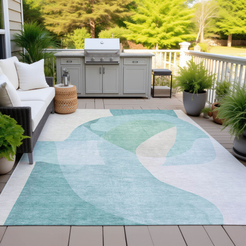 Tapis intérieur / extérieur lavable à la machine Xhevrie, Rectangle 10 pi x 14 pi