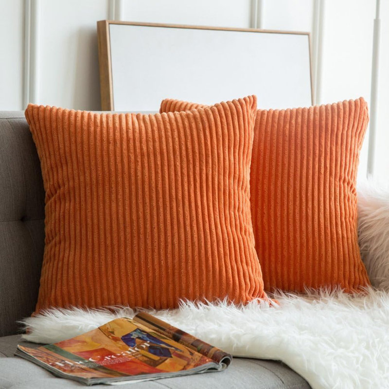 Ensemble de 2 housses de coussins décoratifs en velours côtelé 18 po x 18 po Boho
