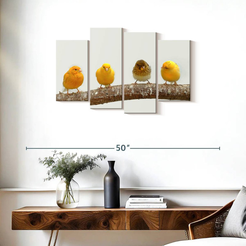 Four Canary Birds, 22"H x 36"W