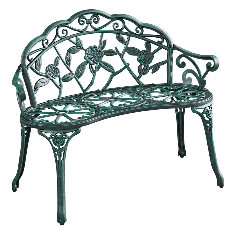 Waterproof Metal Outdoor Bench, Green