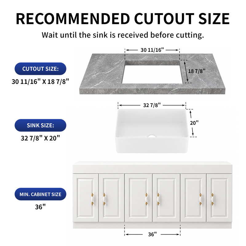 DeerValley 33" L X 20" W Single Basin Workstation Farmhouse Kitchen Sink With Sink Grid, Cutting Board And Dish-Drying Rack