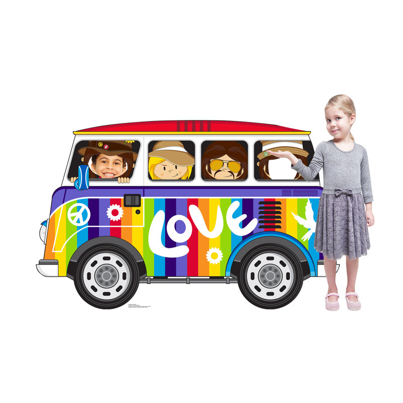 Colorful Hippie Bus Cardboard Stand-in Photo Prop