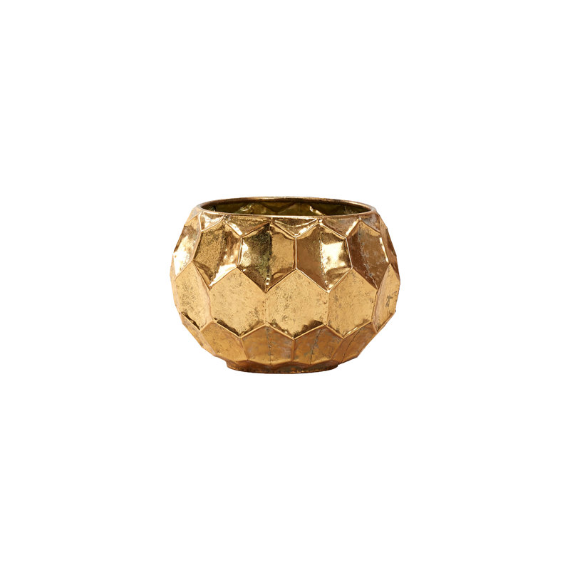 Small Gold Metal Turtle Shell Bowl, 9" H x 13" W x 13" D