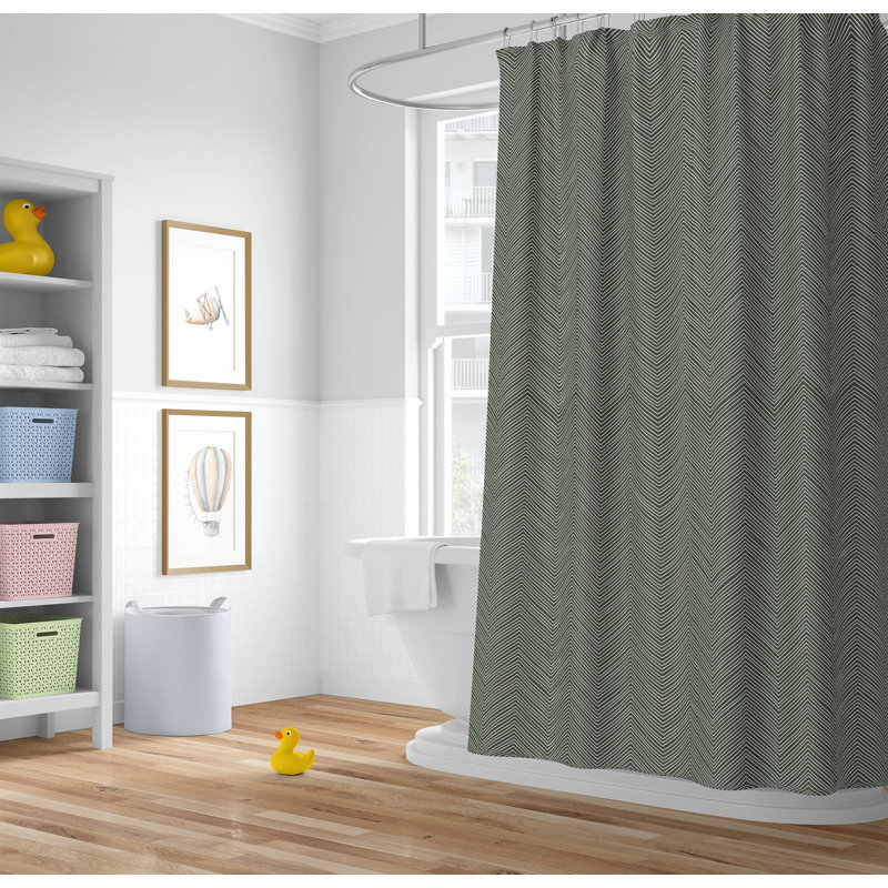 Chevy Thin Ultra-Thin Lightweight Shower Curtain, Green/Chimichurri