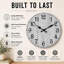 Horloge murale de 25 cm (10 po), horloge analogique silencieuse à piles, grise