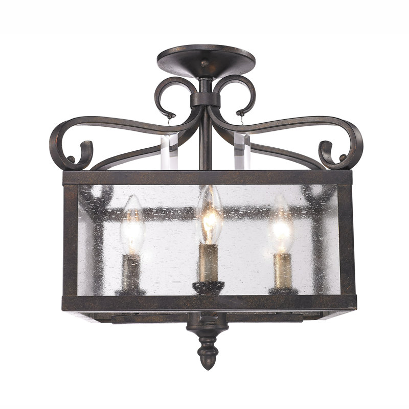 Plafonnier semi-encastré 4 lumières 13,5 po, Bronze brûlé