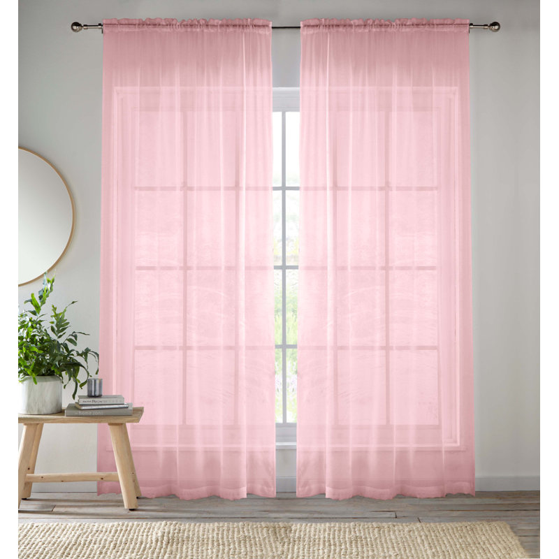 Roiann Sheer Curtain Pair, 145cm Width x 137cm Drop, Grey