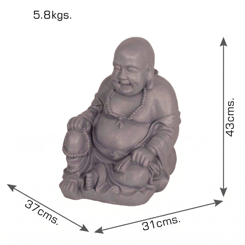 BUDDHIST MONK Sitting 43cm, Grey Shimmer