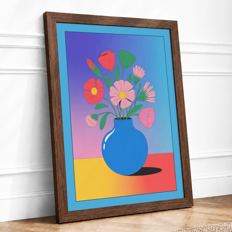 Blooms and Colour Modern - Framed Print, A2 - 59.4 x 42.0 cm, Walnut