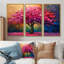 Pink Blue Vibrant Cherry Tree Of Life I - Cherry Blossom Wall Art Living Room Set-1055554692-1055554747