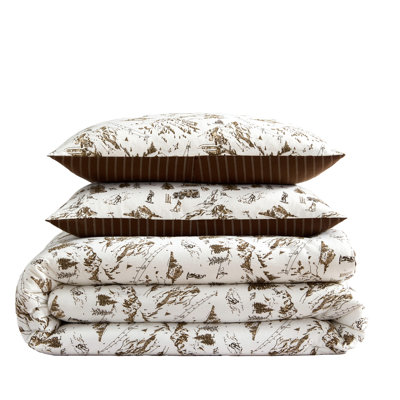 Eddie Bauer Ski Hill Cotton Reversible Brown Comforter Set