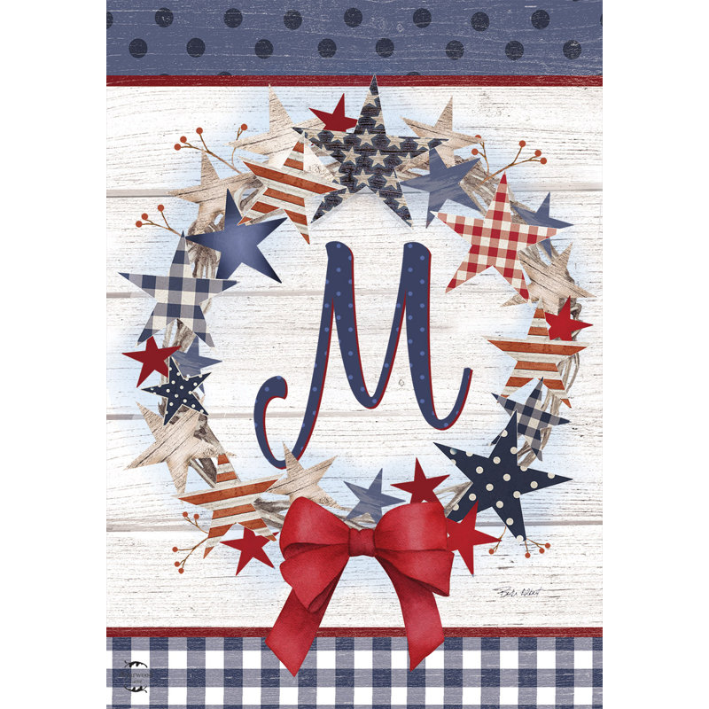 Drapeau de jardin American Wreath Monogram M