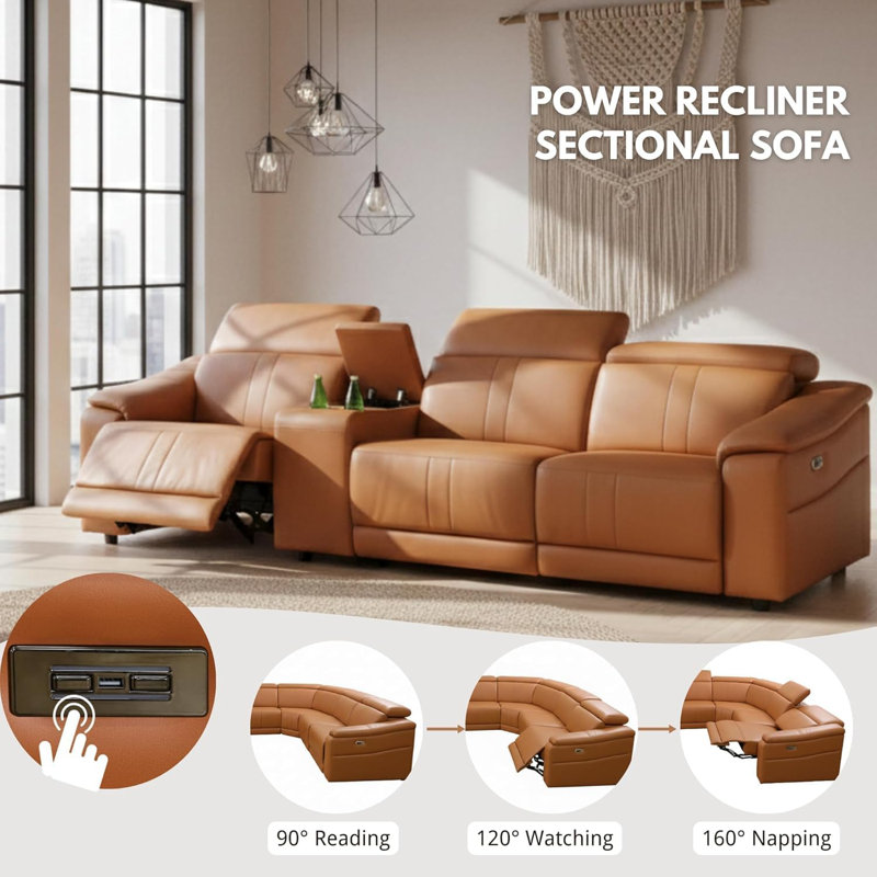 Mokkie-Canapé modulaire inclinable électrique 5 pièces avec rangement et appui-tête réglable