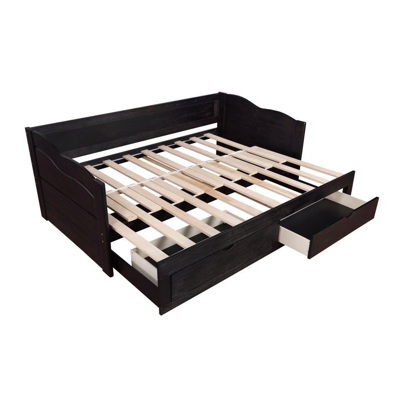 Lit de jour simple avec couchette Oakleaf, Noir