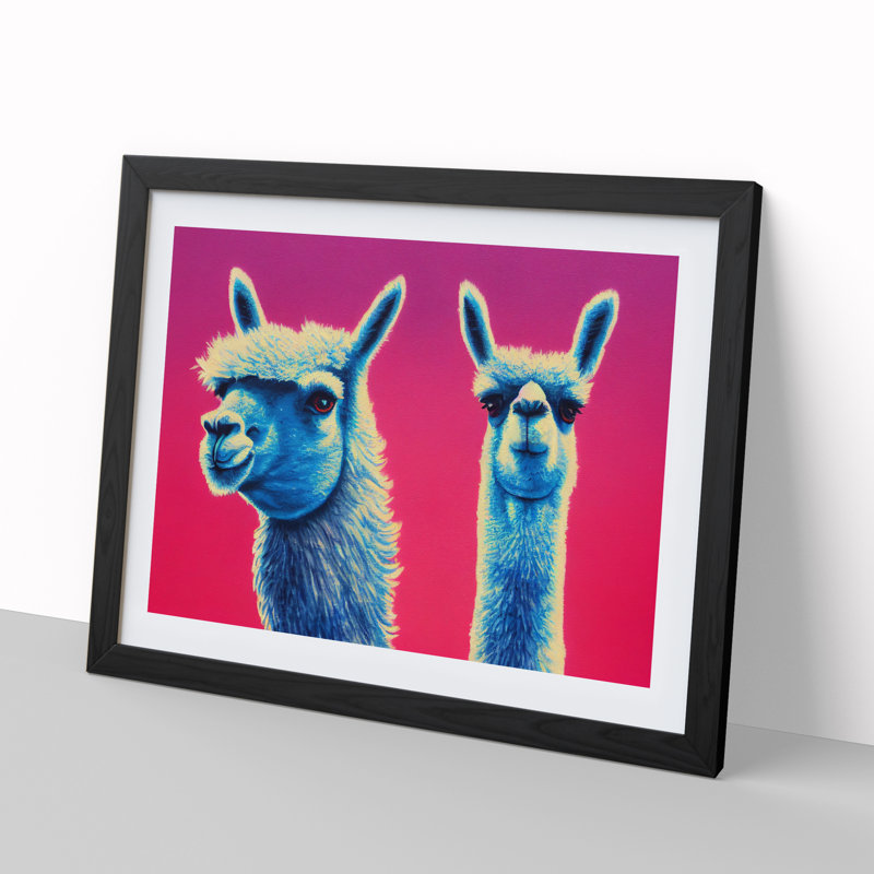 Colourful Llamas Vol.1 - Print, Black Framed, 25cm H x 34cm W x 2cm D