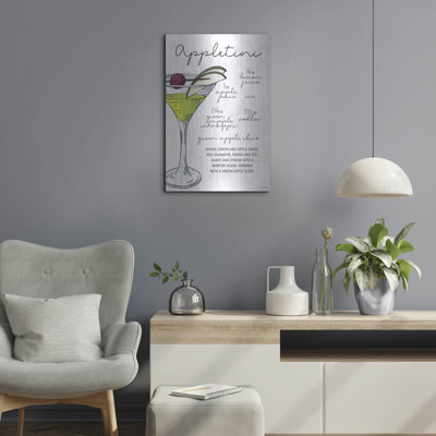  «Appletini Recipe» par Susan Ball, art mural en métal, 16 po x 24 po