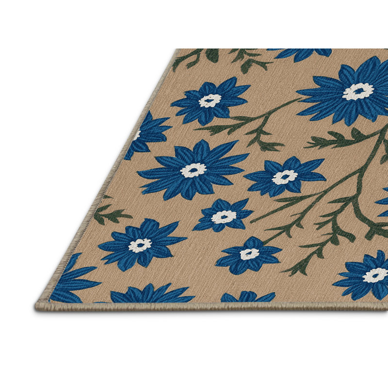  Tapis lavable avec fleurs de bourrache et légumes, Rectangulaire 3 pi x 5 pi