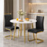 3-Piece Modern Round-to-Oval Extendable Wood Dining Set with Faux Leather Chairs