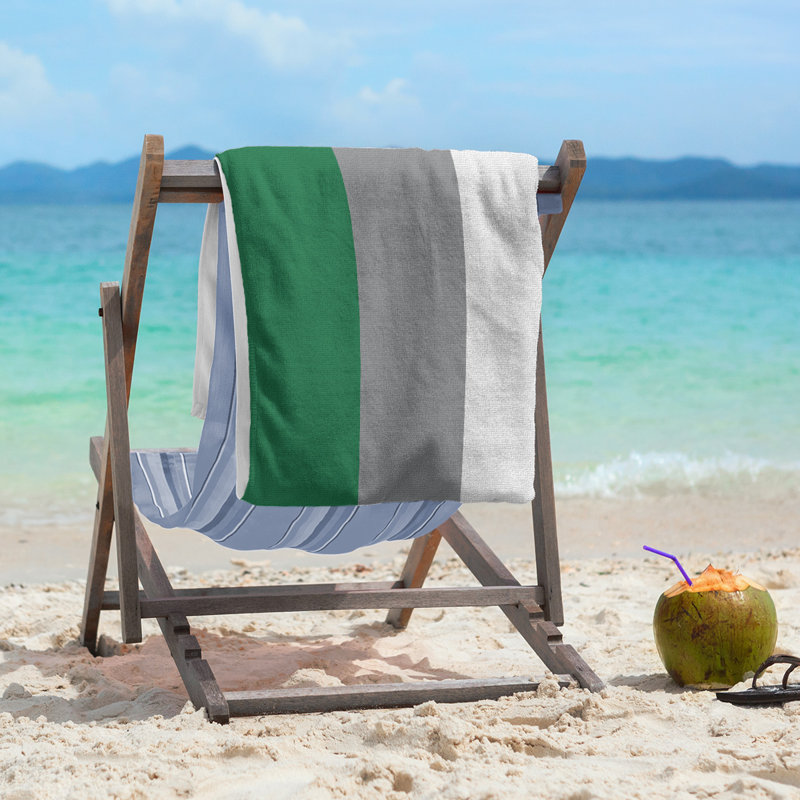 Beach Towel, Green/Gray/Light Gray