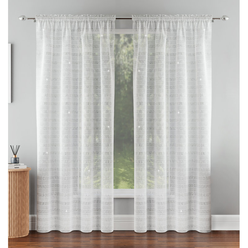 Lima Sheer Curtain Panel Pair, 140cm Width x 229cm Drop, Silver