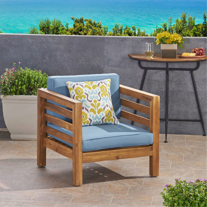 Fauteuil club Oana, Bleu, Brun