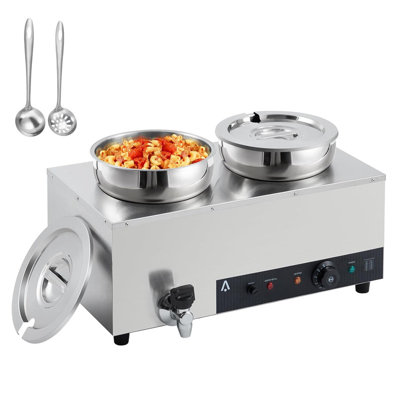 Commercial Electric Soup Warmer 7.4QT, 1200W Stainless Steel with Anti-Dry Burn 86-185°F for Restaurant