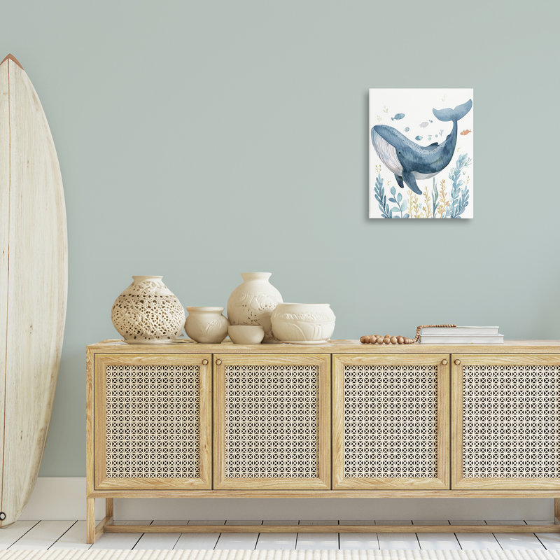 Curved Blue Whale Canvas Wall Art by Franklyn Gregory bp-475_CN, H 20 po x l 16 po
