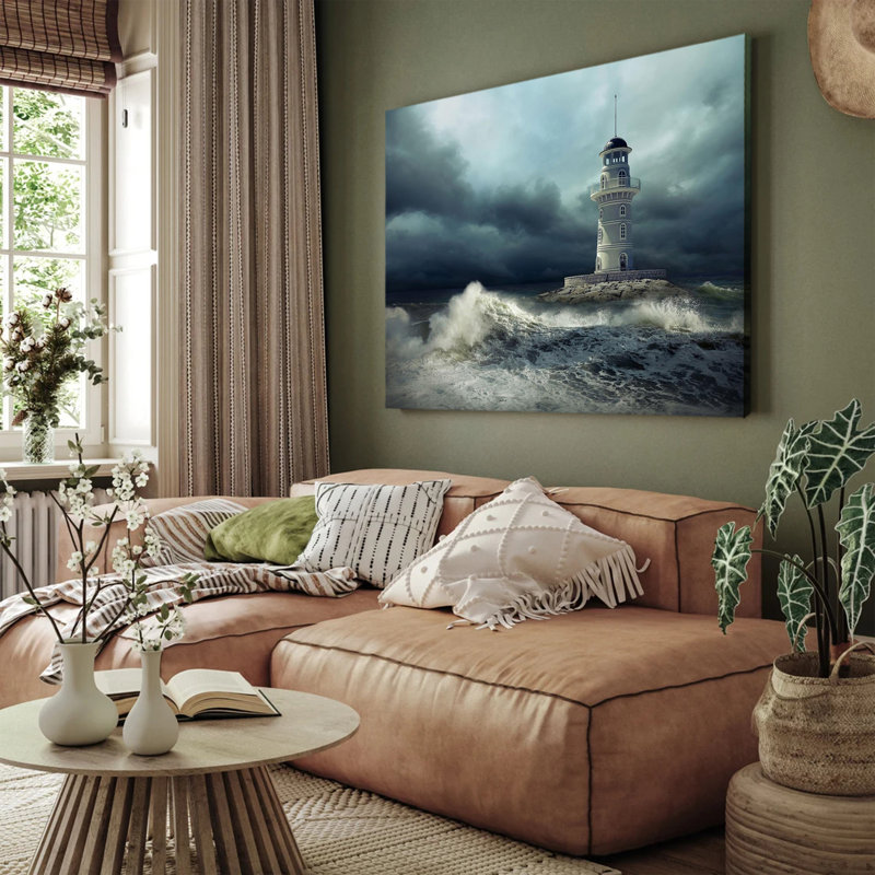 Affiche d'art mural «Phare orageux», 12x18inch