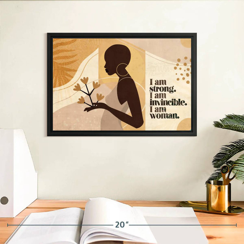 Femme forte et invincible, Cadre flottant noir, 13 po x 9 po