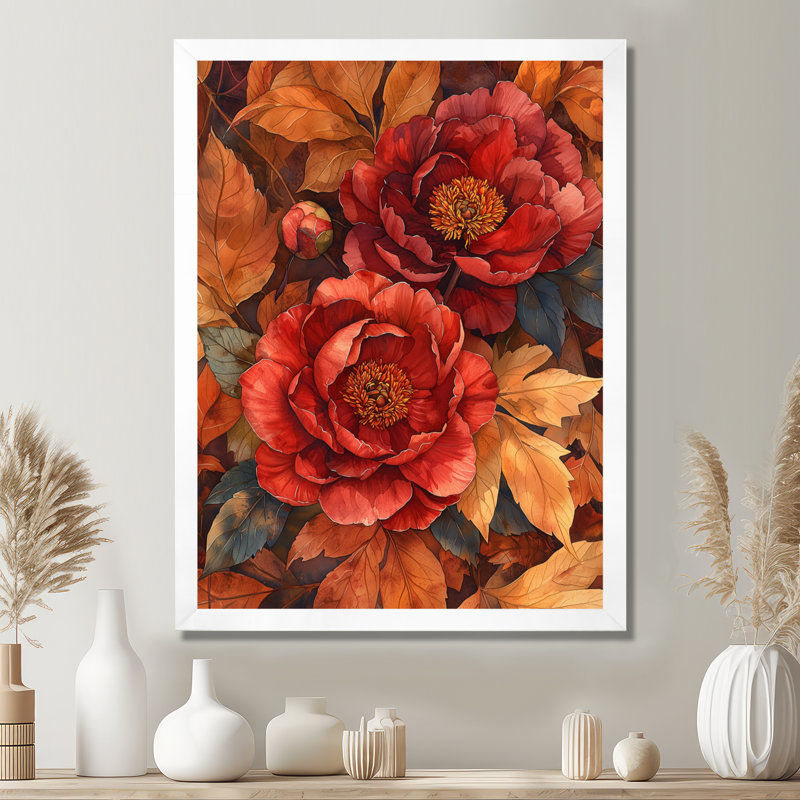 Brookshire - Floral Canvas Prints, 32" H x 16" W, Single Picture Framed Print, White