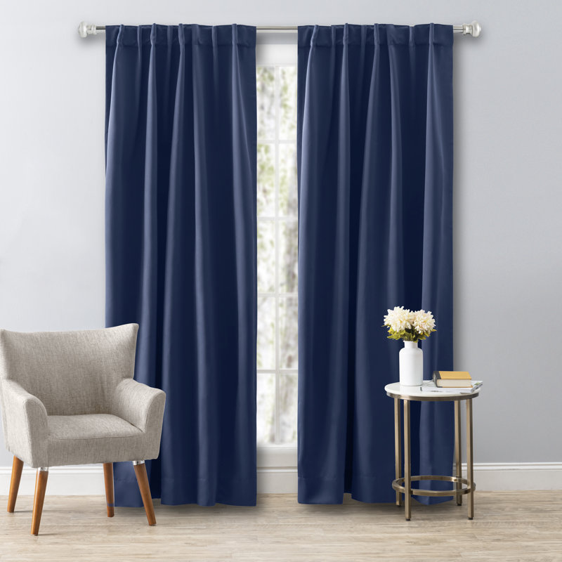 Ardelle Pure Blackout Premium Woven Yarns in a Thermal Rod Pocket w/ Backtabs Curtain Panel, Blue, 56" W x 72" L