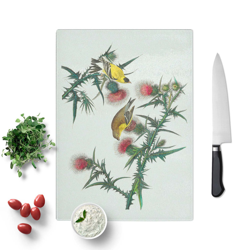 Tempered Glass American Goldfinch Birds Chopping Board, 20 cm W x 28.5 cm L