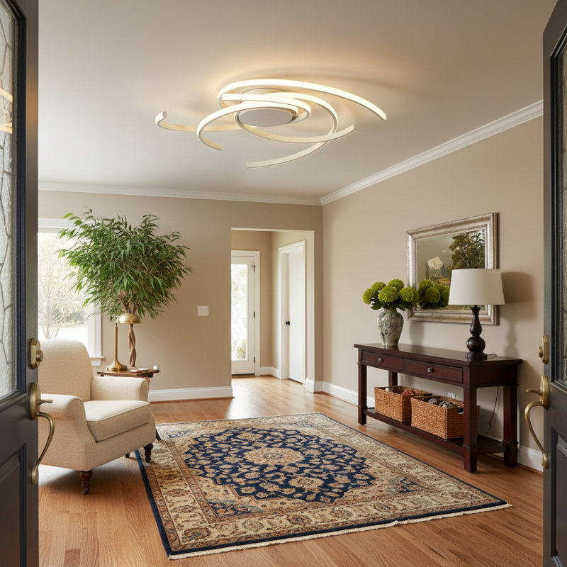 Codie 3- Light 28.3 Inches White Led Semi Flush Mount with Remote Control, White, 3.9" H x 28.3" W x 28.3" D